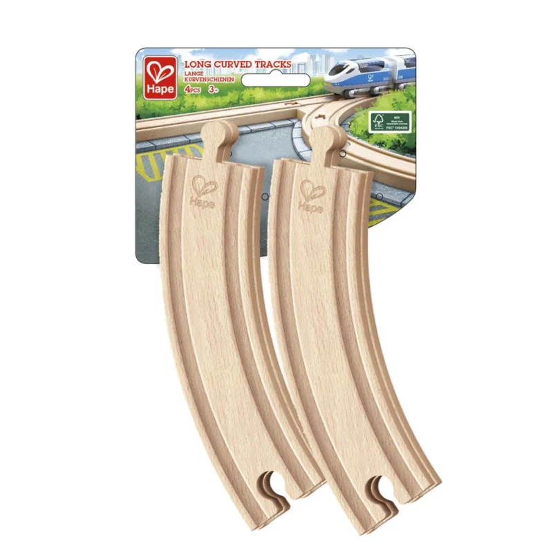 Набір для залізниці Hape довгі  вигнуті рейки 4 шт (E3777)