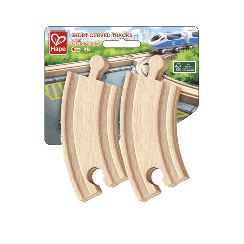 Набір для залізниці Hape короткі вигнуті рейки 4 шт (E3776)