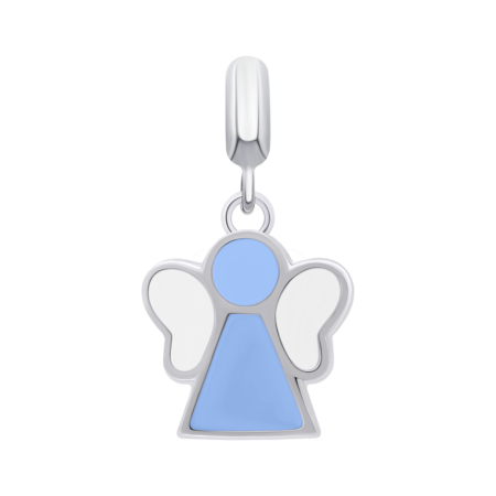 Кулон Янголятко з блакитною та білою емаллю