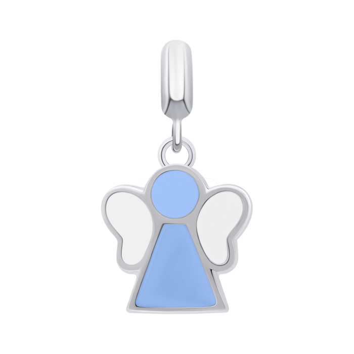 Кулон Янголятко з блакитною та білою емаллю - Зображення 1