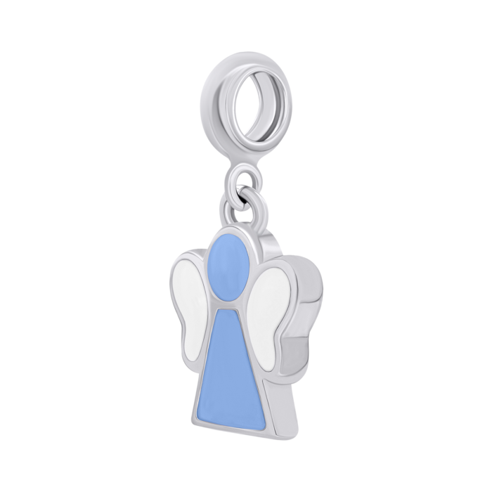 Кулон Янголятко з блакитною та білою емаллю - Зображення 3