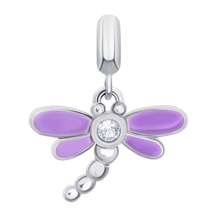 Кулон Бабка з фіолетовою емаллю та фіанітом - Зображення 1