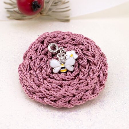 Кулон Бджілка з квіточкою з біло-жовтою емаллю та фіанітами - Зображення 5