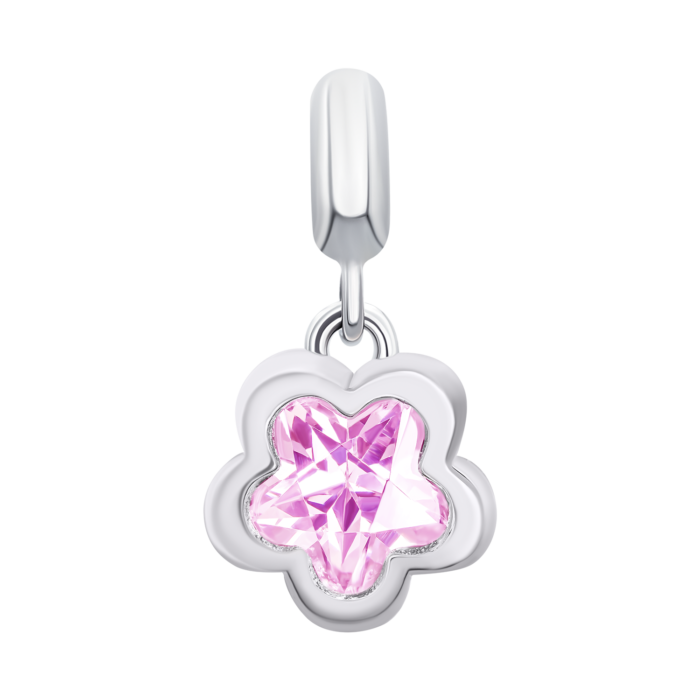 Кулон Квітка сяюча з рожевим фіанітом - Зображення 1