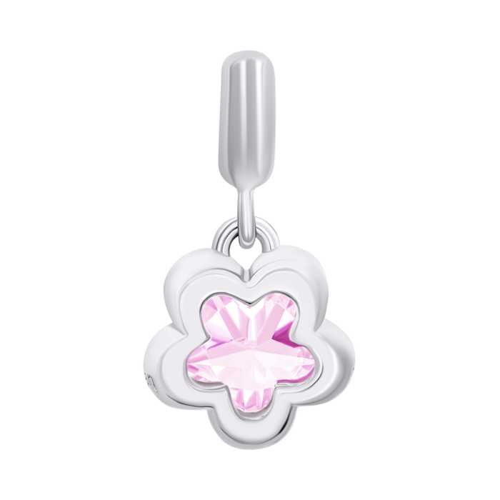 Кулон Квітка сяюча з рожевим фіанітом - Зображення 2