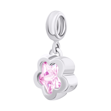 Кулон Квітка сяюча з рожевим фіанітом - Зображення 3