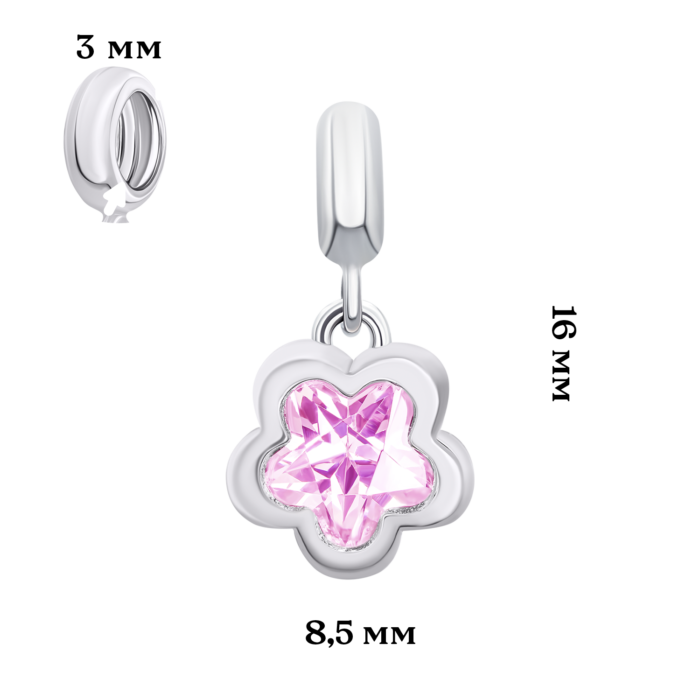 Кулон Квітка сяюча з рожевим фіанітом - Зображення 6