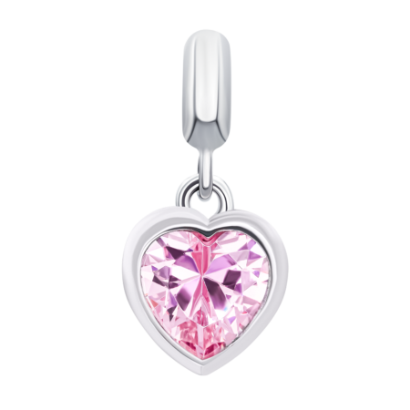 Кулон Серце сяюче з рожевим фіанітом