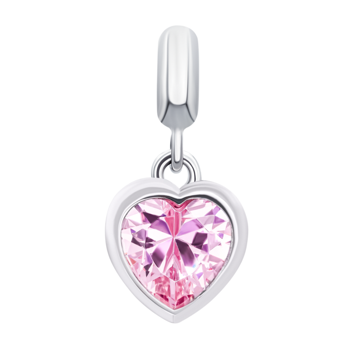 Кулон Серце сяюче з рожевим фіанітом - Зображення 1