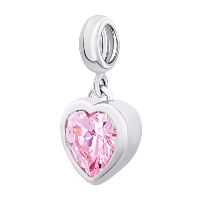 Кулон Серце сяюче з рожевим фіанітом - Зображення 3
