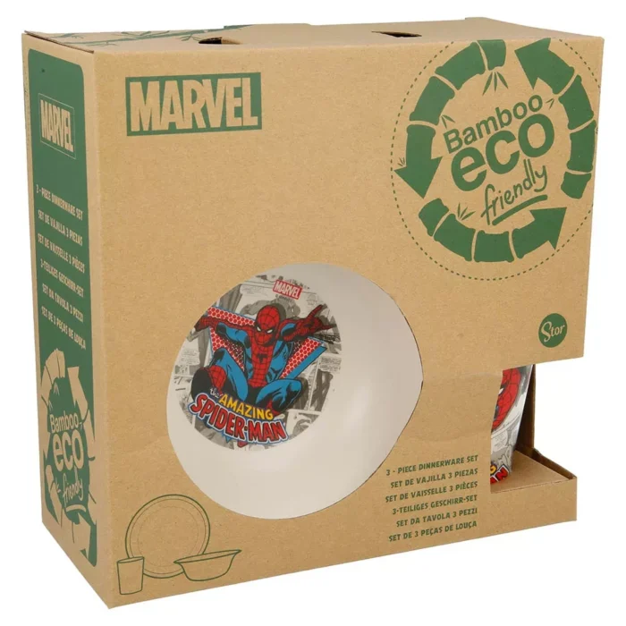 330042-2jpg-1000x1000-f Набір посуду STOR BAMBOO 3 PCS SET WITH RIM SPIDERMAN COMIC - Зображення 1