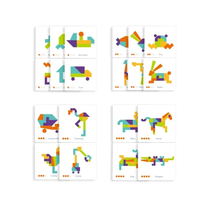 Мозаїка-Танграм *Кольорова*, з рівнями складності, 20 карток та 21 фігура - Зображення 4