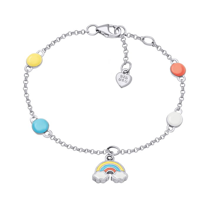 Браслет на ланцюжку Веселка з різнобарвною емаллю - Зображення 1