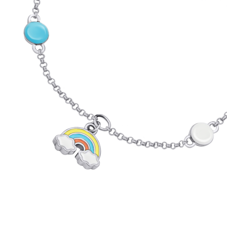 Браслет на ланцюжку Веселка з різнобарвною емаллю - Зображення 2