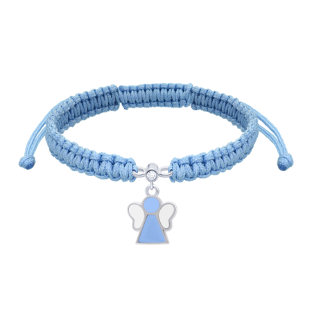 Браслет плетений Янголятко з блакитною та білою емаллю