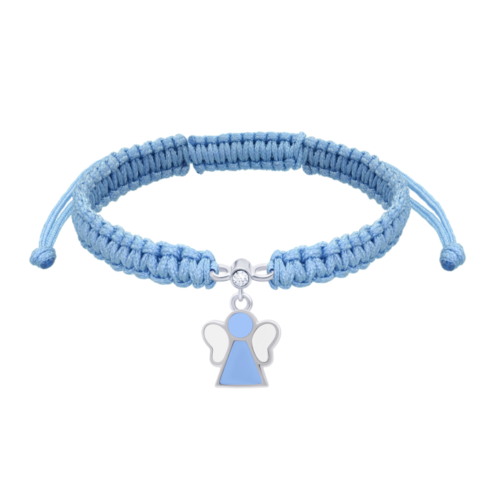 Браслет плетений Янголятко з блакитною та білою емаллю - Зображення 1