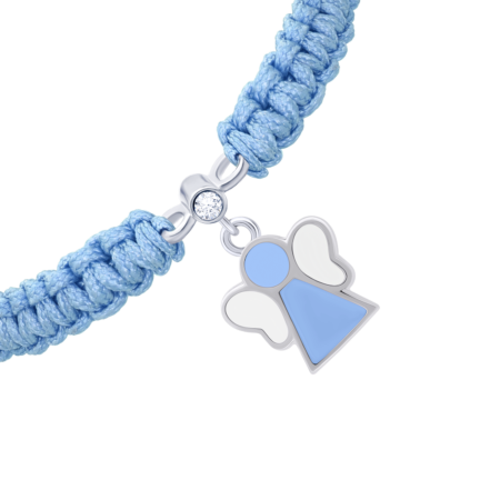 Браслет плетений Янголятко з блакитною та білою емаллю - Зображення 3