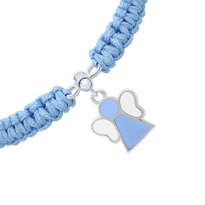 Браслет плетений Янголятко з блакитною та білою емаллю - Зображення 3