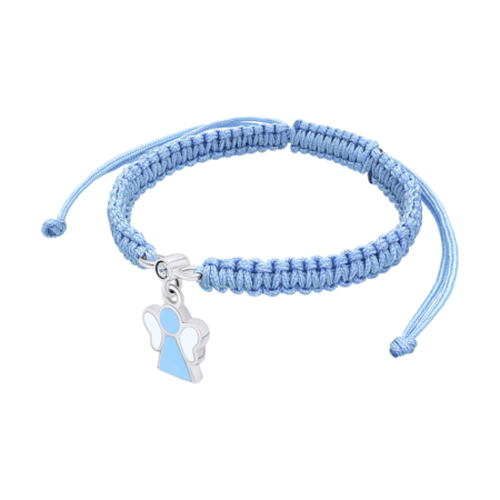 Браслет плетений Янголятко з блакитною та білою емаллю - Зображення 2