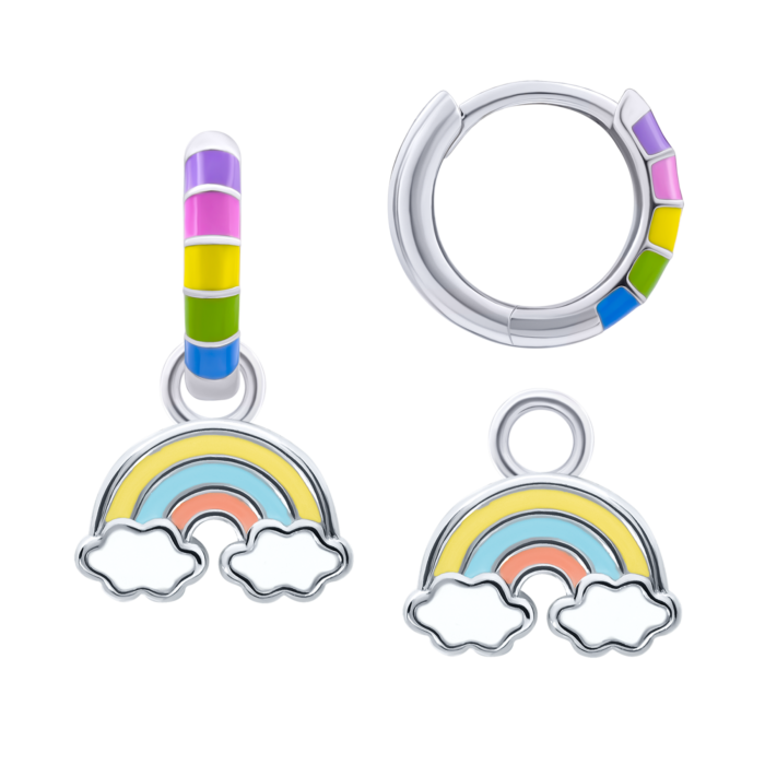 Сережки з підвісами Веселка 12x12 кольорова - Зображення 1