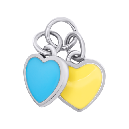 Сережки з підвісами-серцями Україна із жовтою та блакитною емаллю 12 мм - Зображення 5