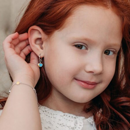 Сережки з підвісами-серцями Україна із жовтою та блакитною емаллю 12 мм - Зображення 6