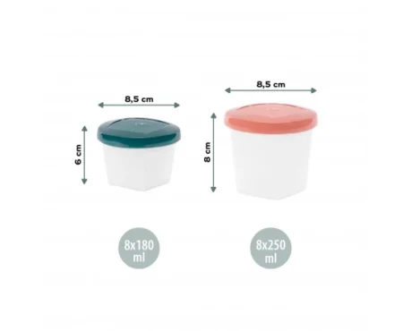 Набір контейнерів для їжі Babybols Kit 8x250ml + 8x180ml - Зображення 2