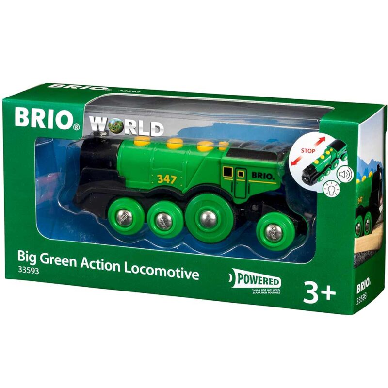 Могутній зелений локомотив BRIO на батарейках (33593)