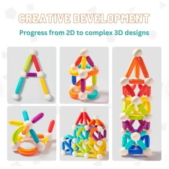 Магнітний конструктор Палички веселки, 60 деталей - Зображення 3