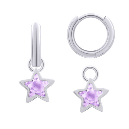 Сережки з підвісами Зірка сяюча Рожевий