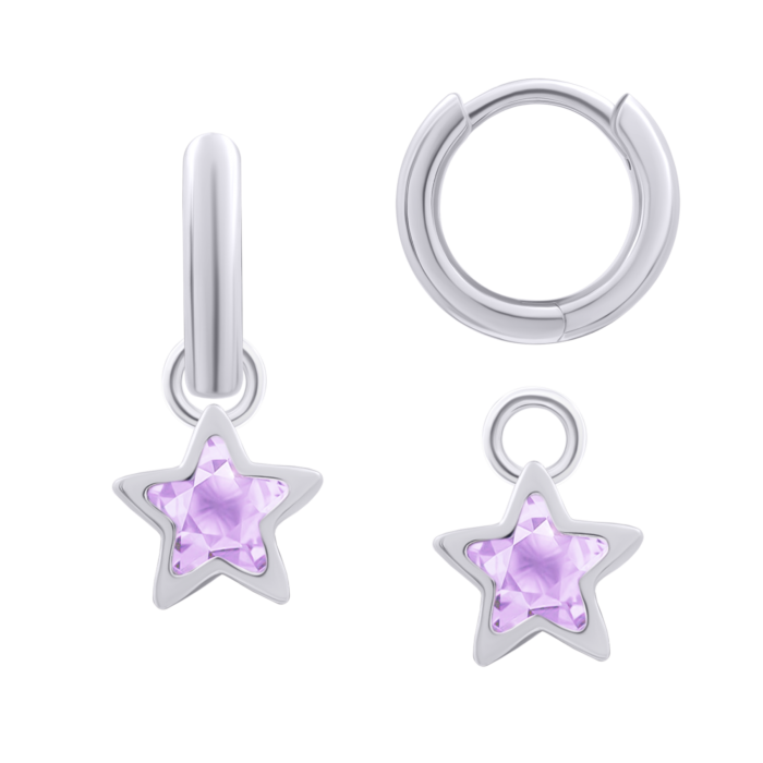 Сережки з підвісами Зірка сяюча Рожевий - Зображення 1