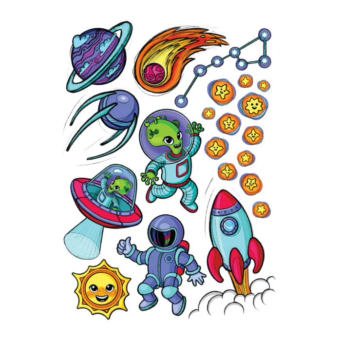 1320_180 Тимчасові татуювання - Космічна подорож - Зображення 1