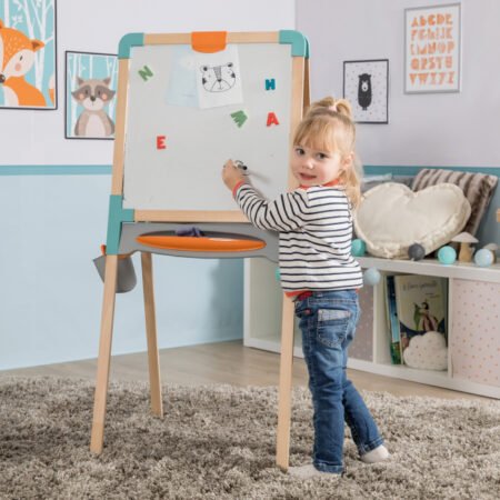 Двосторонній дерев'яний мольберт *Веселе навчання*, 80 аксес., 50 х 55 х 120 см, 3+ - Зображення 4