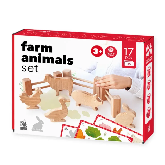 nabir-derevianykh-fihurok-tvaryny-na-fermi-dlia-ditei-16152334426544 Набір дерев'яних фігур *'Тварини на фермі* - Зображення 1