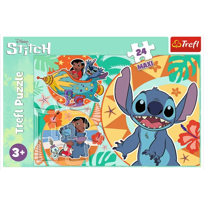 Пазли - (24 елм. MАХІ) -  Веселий день Лоли та Стітча /Trefl - Зображення 1