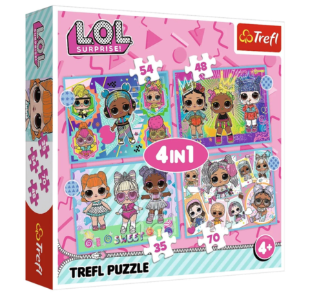 Пазли - (4в1) -  Знайомтеся з ляльками  / Дівчатками із загадками/Trefl