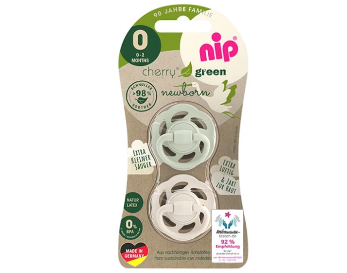 Пустушка кругла  Вишенька Зелена Серія для новонароджених (латекс) (від 0 до 2 місяців),(2 шт)/ NIP - Зображення 1