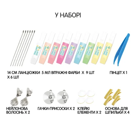 2045007 Набір для творчості, вітражі та вітражні фарби  Знаки зодіаку , 12 підвісок, 9 фарб - Зображення 3
