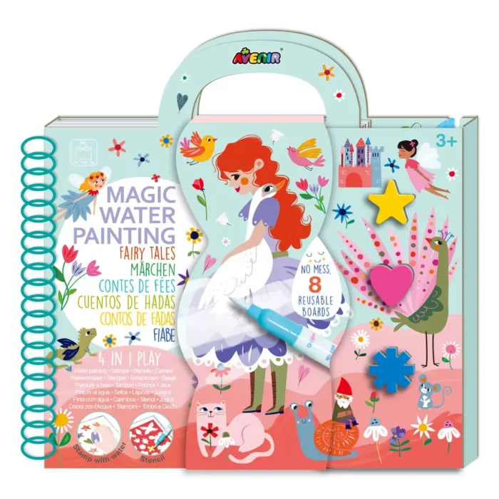 6004221 Набір для творчості 4 в 1, багаторазова водна розмальовка  Казки , 8 аркушів - Зображення 1