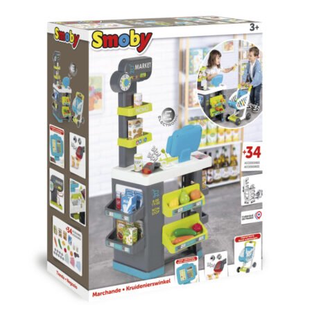 Інтерактивний маркет з електронною касою та візком, звук. та світл. еф., 42 акс., 49х38х90 см, 3+