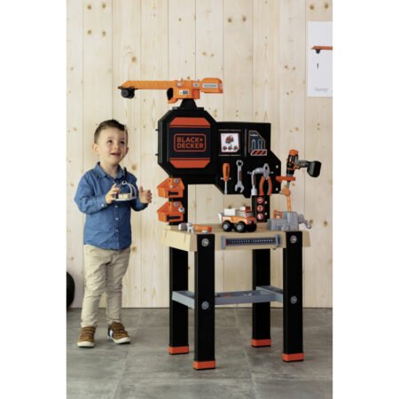 Ігровий набір  Блек + Деккер. Майстерня  з підйомним краном та машинкою, 117х82х35 см, 3+ - Зображення 4