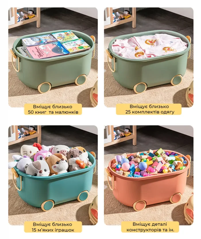 2044002 Багатофункціональний ящик для зберігання іграшок  Каченя Блу , на колесах, великий - Зображення 6