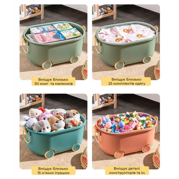 e588d78b54a81f182244dff2b8c47519 2044004 Багатофункціональний ящик для зберігання іграшок  Каченя Оранж , на колесах, середній - Зображення 3