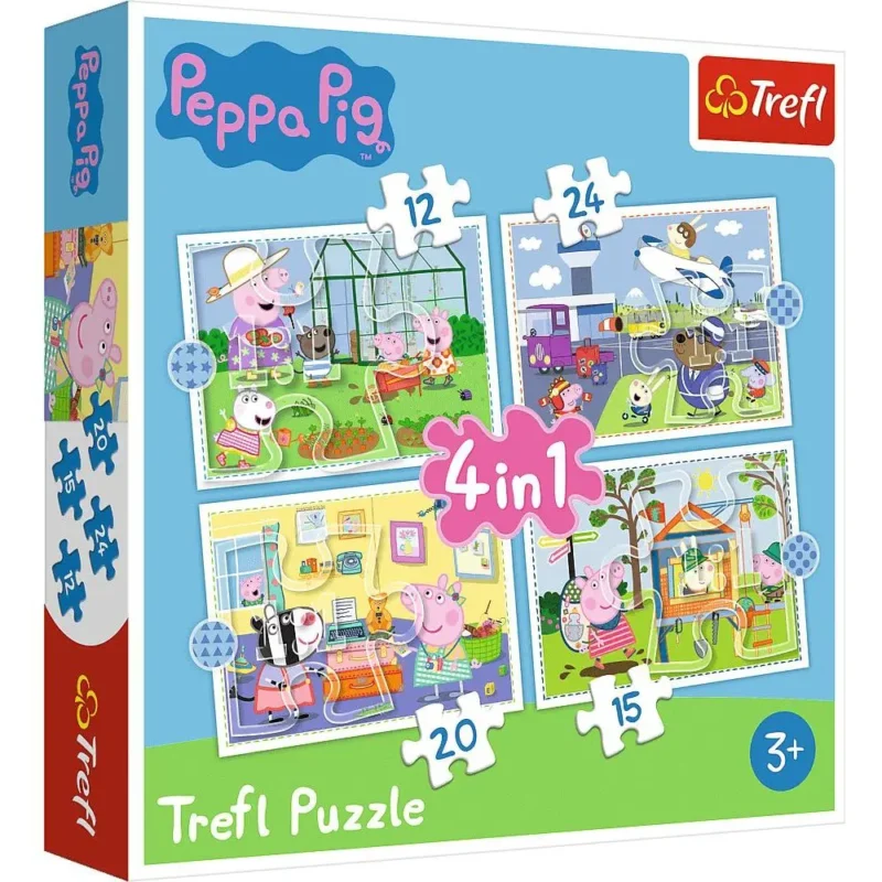 Пазли - (4в1) -  Святковий спогад  / Веселе поросятко/Trefl