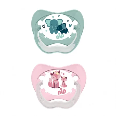 Пустушка  Моя сім'я №1   Д  (силікон) слоник/лисичка  0-6 місяців (2 шт)/ NIP