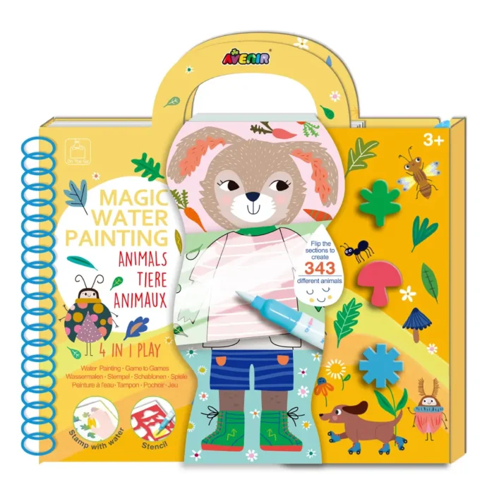 nabir-dlia-tvorchosti-4-v-1-bahatorazova-vodna-rozmalovka-zviriata-8-arkushiv-34510767858244 6004209 Набір для творчості 4 в 1, багаторазова водна розмальовка Звірята , 8 аркушів - Зображення 1