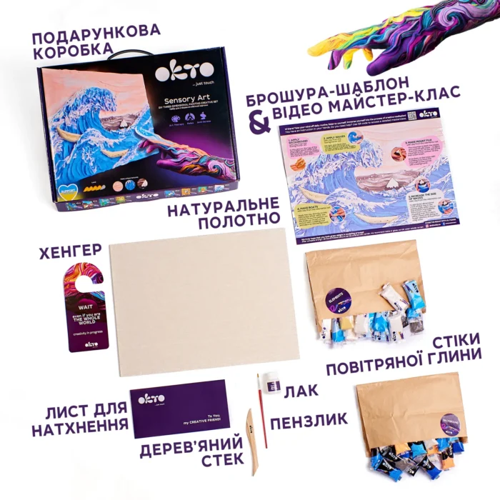 Набір для створення об'ємної картини  Велика хвиля в Канагава  ТМ ОКТО 30 40 см - Зображення 3