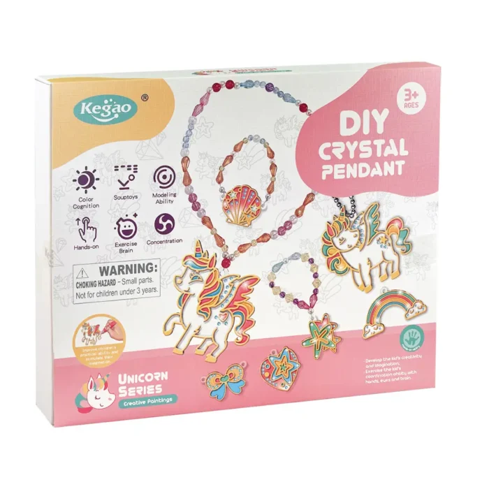 vitrazhitavitrazhnifarbyiedynorohy18pidvisok6farb-kegao-39690569068490 2045003 Набір для творчості, вітражі та вітражні фарби Єдинороги , 18 підвісок, 6 фарб - Зображення 1