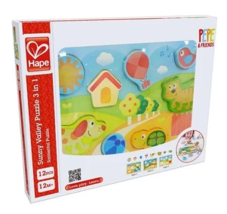 Дерев'яна рамка-вкладиш Hape Долина 3 в 1 (E1601)