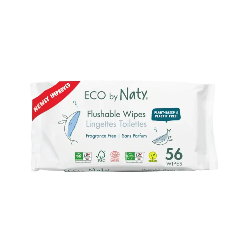 Дитячі вологі серветки торговельної марки “ECO BY NATY”. Змиваючі, 56шт. в упаковці.